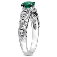 Miabella ženski 1-CT stvorio smaragdno bijeli safir dijamant Accent 10kt Bijelo zlato Vintage prsten