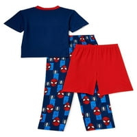 Spider-Man Boys klasični gornji dio kratkih rukava, pantalone i šorc, 3-dijelni set pidžama, veličine 4-10