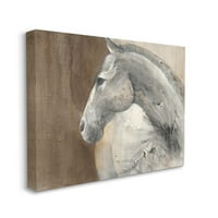 Stupell Industries Country Amcines Feminine Horse Zapadno sivo smeđa slikanje platno Zidno umetničko dizajn
