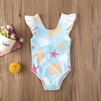 Toddler Djevojke za djecu jednodijelni kupaći kostimi ruffles bodi, cvjetni print plaže odjeći