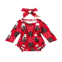 Peyakidsaa novorođenčad dječje djevojke božićne odjeće s dugih rukava elastična struka ROMper + set za