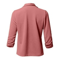 Foraging rupica ženska boja čvrsta otvorena prednja kardigan Dugi rukav Casual Jacket Coat Pink