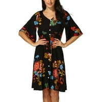 Ženska casual gumba Split cvjetni print Flowy Party Modna haljina