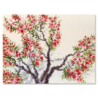 Designart 'Red Flowers On the Spring Blossoming Tree II' tradicionalni Canvas Wall Art Print
