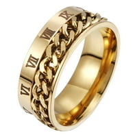 Titan čelični prsten Unise modni prsten od titanovog čelika rotirajući prsten Rimski brojevi prsten