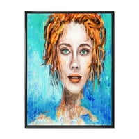 PROIZVODNJA Žena lice sa crvenom kosom i zelenim očima moderno uokvirene platnene zidne umjetnosti