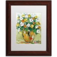 Zaštitni znak fine umjetnosti Proljeće cvijeće u vazi 4 platno umetnost haa Odelia, bijeli mat, drveni