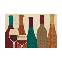 Zaštitni znak Likovna umjetnost 'Kolaž za vino I sa staklenim posuđem Art Art Veronique Charron