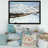 PROIZVODNJENU 'planine sa snegom sa zimskim krajolikom' Tradicionalni uokvireni umjetnički otisak