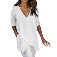 Cleance Rođendan za žene Žene Žene ljetne modne košulje Duboko V-izrez Pamuk linijski linijski bluza s