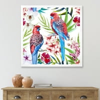 Dizajnerska ptica Rosella sjedi na cvijećem drveća grana 'tradicionalni uokvireni umjetnički otisak