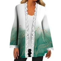 Gotyou kardigan za žene otvoreni prednji čipkasti Dugi rukav kaput Casual Printing ženski kardigan džemperi