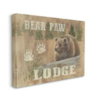 Stupell Bear Paw Lodge Kabina šape oblike Životinje i insekti Palika Galerija zamotana platna Print Wall
