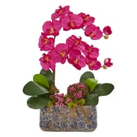 Phalaenopsis orhideja umjetni aranžman u keramičkoj vazi