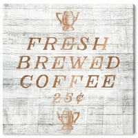 Wynwood Studio Piće i alkoholna pića Zidna umjetnost platnene printova 'Svježe pivska kafe kvadrat bakre' kafa - bronza, bijela