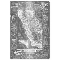 Wynwood Studio Maps i zastave Zidno umjetnosti Platno Ispis 'Karta Kalifornije za bicikliste srebrne'