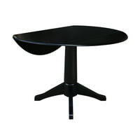 Međunarodni pojmovi 42 okrugli puni drveni dvostruki kapljivi stol sa stolicama sa stolicama, crna