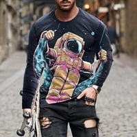 Zodggu smanjene majice s printom svemirskog astronauta za muškarce posada vrat sportski Raglan Dugi rukav