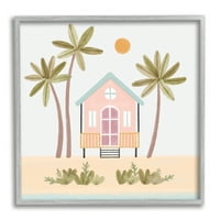 Stupell Industries Tropski ljetni raj kuća na plaži Palme uokvirene zidna Umjetnost, 17, dizajn Nina Muis