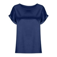 Fengqque bluza veličine Plus za žene dužina lakta labava bluza vrhovi okrugli vrat čvrsti kratki rukav