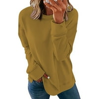 Funicet Top za žene dugi rukavi Casual Plus Size Shirts čvrsti okrugli vrat Duks pulover labava tunika