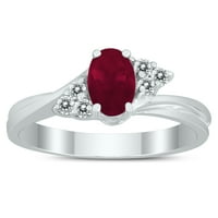 Ženski 6x Ruby i Diamond Twist prsten od 10k bijelog zlata