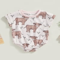 Wassery Baby Girls Ljetni Casual Kombinezon Za Djevojčice Roze Kratki Rukav Crtić Za Stoku Print Playsuit