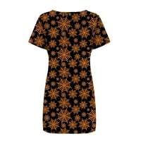 Haljine za prodaju za žene za žene s kratkim rukavima cvjetni uzorak haljina okrugla izrez midi fit i