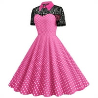 Brglopf haljina za čajanke za žene Vintage Polka Dot haljina 1950-ih čipkasti Patchwork Audrey Hepburn