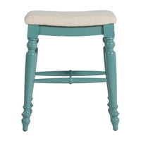 Linon Martha 25 stolica bez naslona, antikno plava završna obrada sa prirodnom platnenom tkaninom