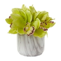Cymbidium Orchid umjetni aranžman u Mramornoj vazi