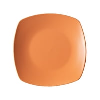 Gibson Home Zen Buffetware Square Fine Ceramic Dinnerware Set u mat Papaya Orange -