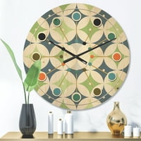 Designart 'Geometric Retro Design XVI' Mid-Century Modern Wood Wall Clock