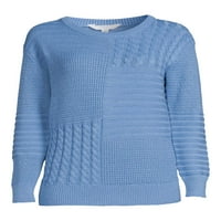 Vrijeme i Tru ženski džemper za patchwork, veća težina, veličina XS-XXXL