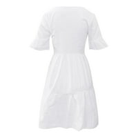 Finelylove Sun haljine za žene kombinezoni žena a-line kratki kratki rukav cvjetno bijeli S