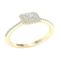 Imperial Ct TDW princeza dijamantski dvostruki oreol zaručnički prsten od 10k žutog zlata