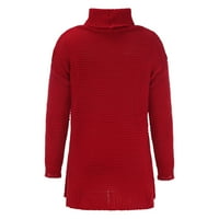 Iopqo džemperi za žene ženske jesenje i zimske pune boje labavo visoki vrat pleteni džemper dugih rukava