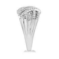 Brilliance Carat Round & Baguette Diamond Crossover prsten u srebru