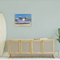Brodovi Na Obali Obalne Plaže Prijevoz Slika Siva Uokvirena Umjetnost Print Zid Art