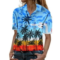 Ženska modna havajska majica na plaži na plaži, casual top cvijeća majica