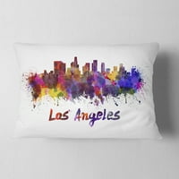Designart Los Angeles Skyline - jastuk za bacanje gradskih pejzaža - 12x20