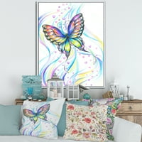 Designart' Iridiscent Colorful Butterfly ' Tradicionalni Uramljeni Platneni Zidni Umjetnički Print