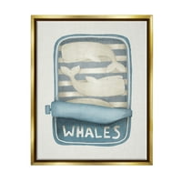 Stupell Industries Tuna može dizajnirati whimsical kitove ilustracija morskog života Metalno zlatno uokvireno