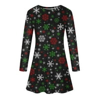 Azrijski ženski božićni vrhovi, ženska haljina s dugim rukavima na dugih rukava na dugim rukavima u prodaji Plus veličine