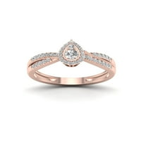1 3CT TDW Diamond 10K ružičarski zlatni kruški oblik halo zaručnički prsten