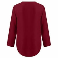 Ženske Rolne Rukave Šifonske Bluze Dressy Zipper V-Izrez Rukav Sa Manžetnama Pulover Majice Poslovni Casual
