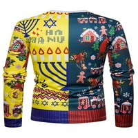 Božićna 3d štampana majica muški dugi rukavi sportski Casual Slim Fit Top Xmas dukserica