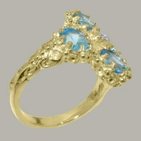 Britanska proizvodnja 9k žutog zlata kubni cirkonij i plavi Topaz ženski zaručnički prsten-Opcije veličine-veličina