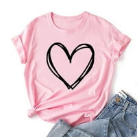 ženska tops klirens $ LAWOR Tops za žene modni Dan zaljubljenih Print kratki rukav T-Shirt novost grafički