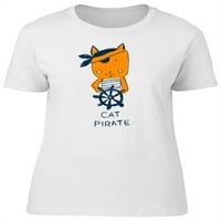 Mačka Gusarska smiješna Doodle majica za žene-slika Shutterstock, ženska x-velika